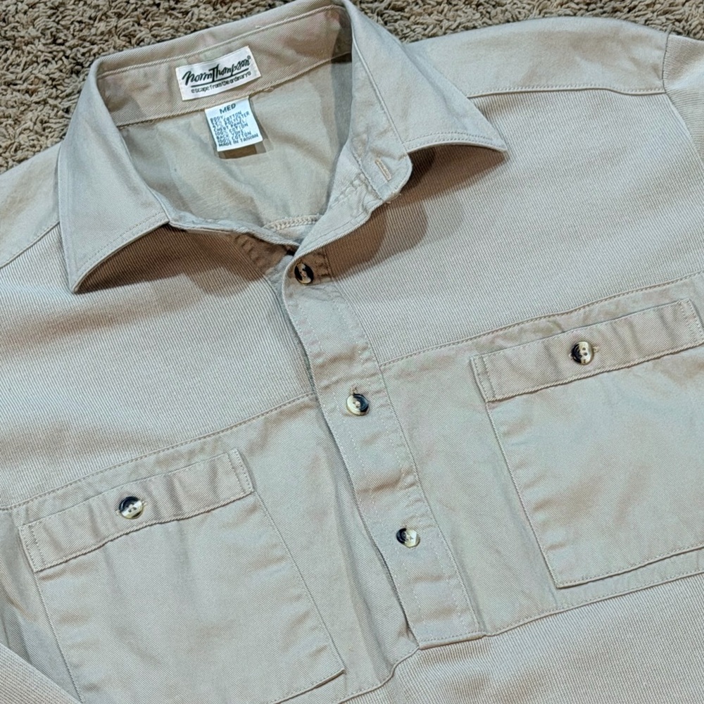 Vintage Norm Thompson Pullover Shirt Mens Med Long Sleeve Double Pocket 90s